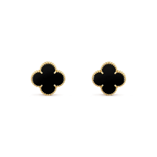 [Star Jewelry]CLOVER MEDIUM 1 MOTIFS  ONYX STUD EARRINGS