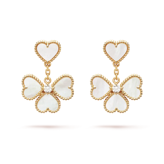 [Star Jewelry]CLOVER SWEET WHITE MOP EARRINGS