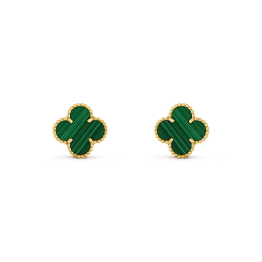 [Star Jewelry]CLOVER MEDIUM 1 MOTIFS MALACHITE  EARRINGS