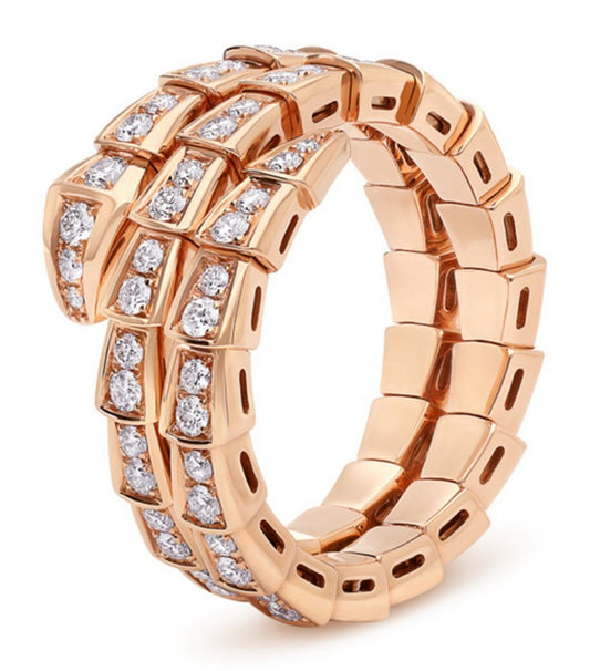 [Star Jewelry]SERPENTI RING PINK GOLD DIAMOND DOUBLE ROW