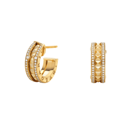 [Star Jewelry]ZERO 1 ROCK GOLD EARRINGS WITH STUDDED SPIRAL AND PAVED DIAMONDS