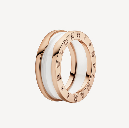 [Star Jewelry]ZERO 1 TWO-BAND LOOPS AND WHITE CERAMIC SPIRAL PINK GOLD RING