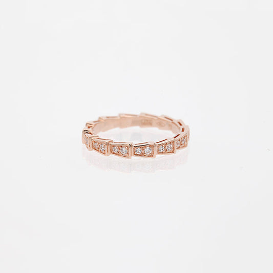 [Star Jewelry]SERPENTI RING PINK GOLD DIAMOND PAVED 3MM