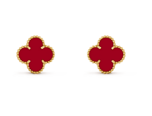 [Star Jewelry] CLOVER 20MM RED AGATE EARRINGS