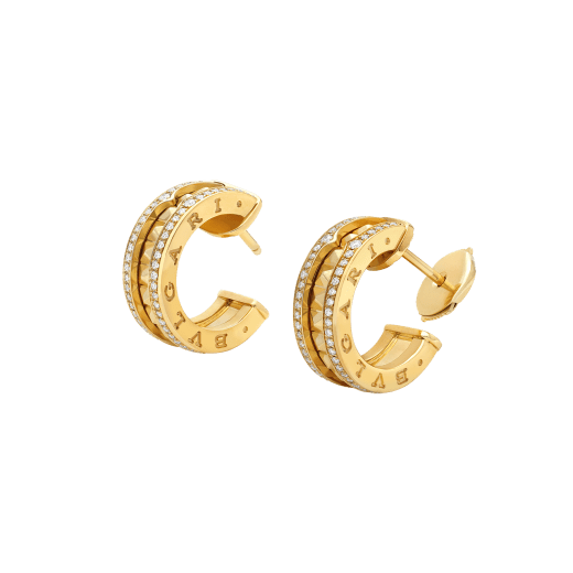 [Star Jewelry]ZERO 1 ROCK GOLD EARRINGS WITH STUDDED SPIRAL AND PAVED DIAMONDS