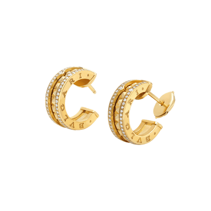 [Star Jewelry]ZERO 1 ROCK GOLD EARRINGS WITH STUDDED SPIRAL AND PAVED DIAMONDS
