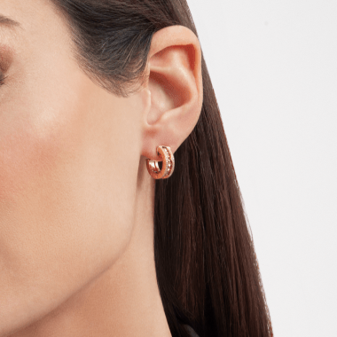 [Star Jewelry]ZERO 1 ROCK GOLD EARRINGS WITH STUDDED SPIRAL AND PAVED DIAMONDS