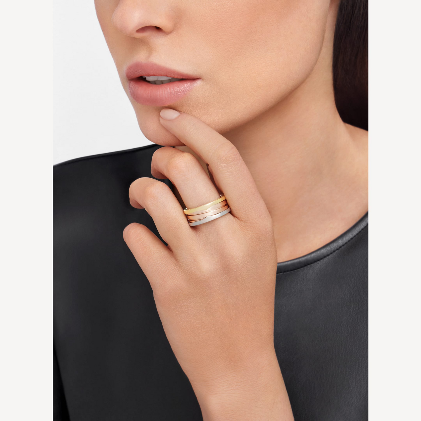 [Star Jewelry]ZERO 1 THREE-BAND ROSE WHITE AND YELLOW RING