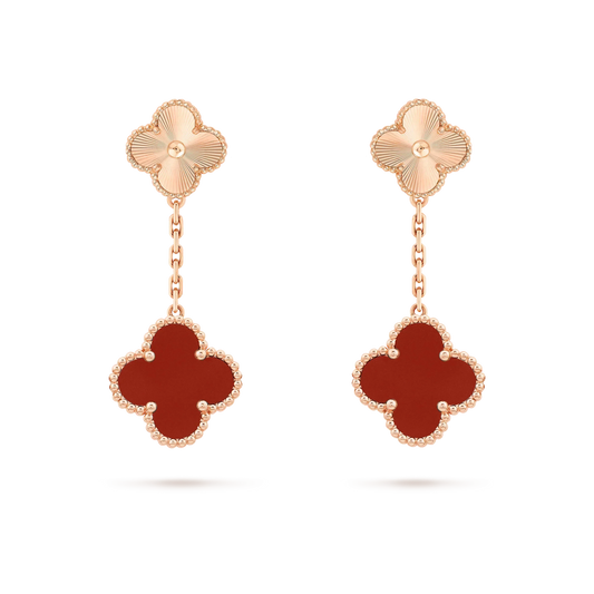[Star Jewelry]CLOVER 2 MOTIF  LASER CARNELIAN EARRINGS