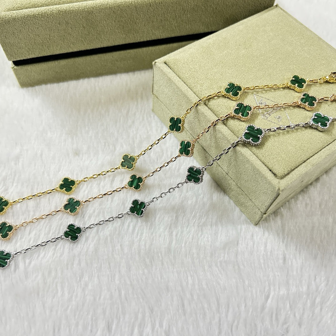 [Star Jewelry]CLOVER 6 MOTIF MALACHITE BRACELET