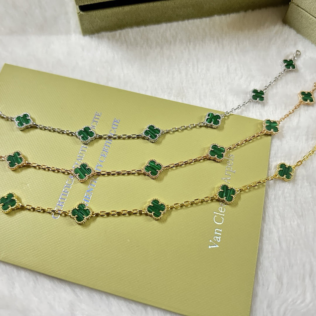[Star Jewelry]CLOVER 6 MOTIF MALACHITE BRACELET
