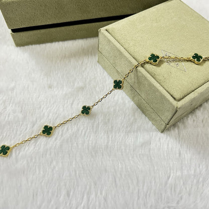 [Star Jewelry]CLOVER 6 MOTIF MALACHITE BRACELET
