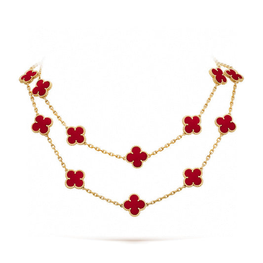 [Star Jewelry]CLOVER 20 MOTIFS CARNELIAN NECKLACE