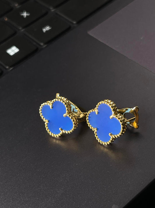 [Star Jewelry] CLOVER LARGE (20mm) 1 MOTIFS BLUE MOP STUD EARRINGS