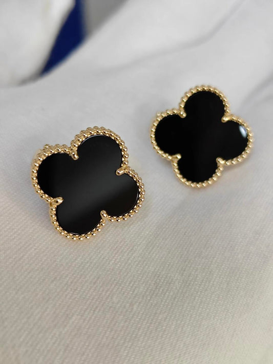 [Star Jewelry]CLOVER 20MM BLACK MOP EARRINGS