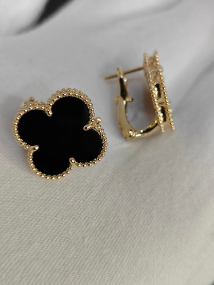 [Star Jewelry]CLOVER 20MM BLACK MOP EARRINGS
