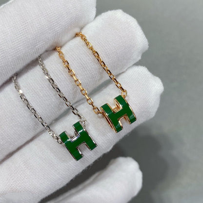[Star Jewelry]POP H GREEN NECKLACE SILVER AND GOLD