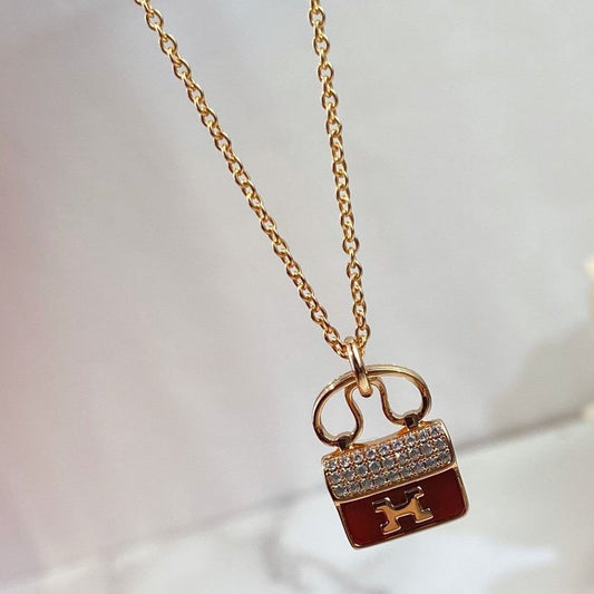 [Star Jewelry]CONSTANCE RED PEDANT PINK GOLD NECKLACE