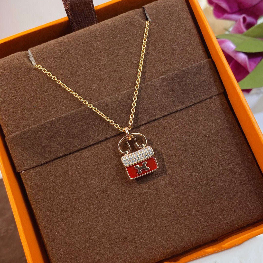 [Star Jewelry]CONSTANCE RED PEDANT PINK GOLD NECKLACE