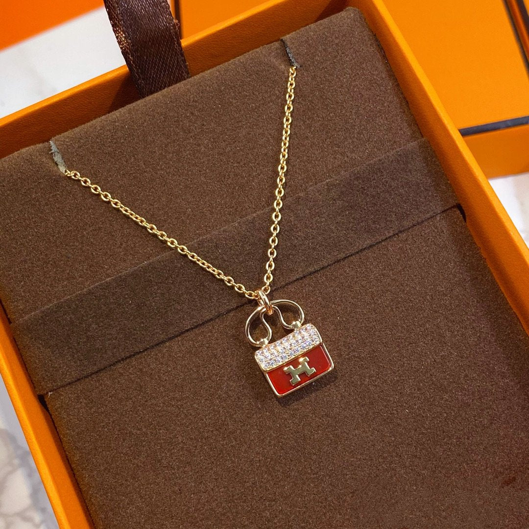 [Star Jewelry]CONSTANCE RED PEDANT PINK GOLD NECKLACE