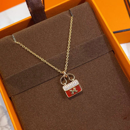 [Star Jewelry]CONSTANCE RED PEDANT PINK GOLD NECKLACE