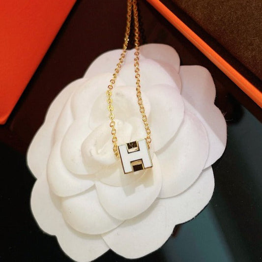 [Star Jewelry]H WHITE SQUARE GOLD NECKLACE