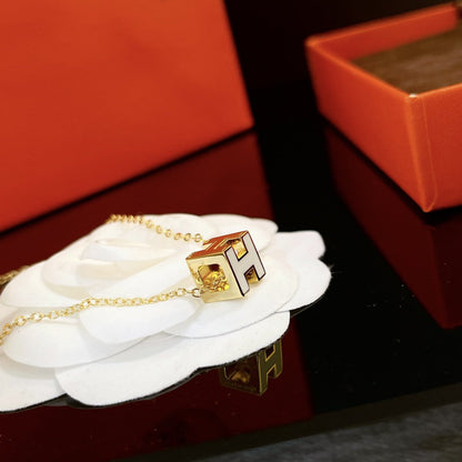 [Star Jewelry]H WHITE SQUARE GOLD NECKLACE