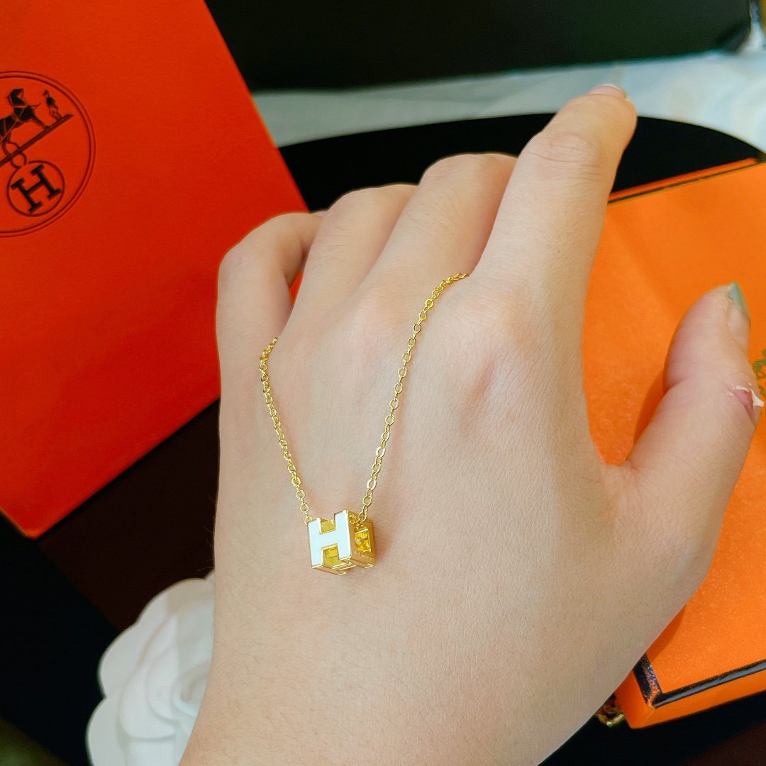 [Star Jewelry]H WHITE SQUARE GOLD NECKLACE