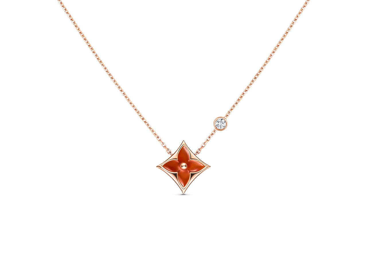 [Star Jewelry]STAR NECKLACE PINK GOLD 1 DIAMOND