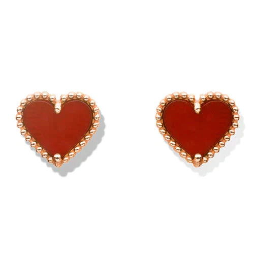 [Star Jewelry]HEART CARNELIAN STUD EARRINGS
