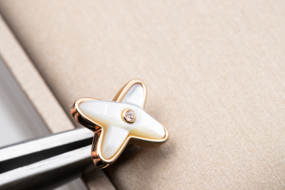 [Star Jewelry]JEUX DE WHITE MOP PINK GOLD DIAMOND EARRINGS