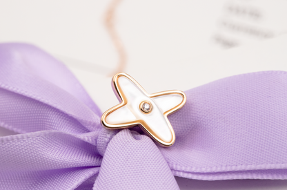 [Star Jewelry]JEUX DE WHITE MOP ROSE GOLD DIAMOND EARRINGS