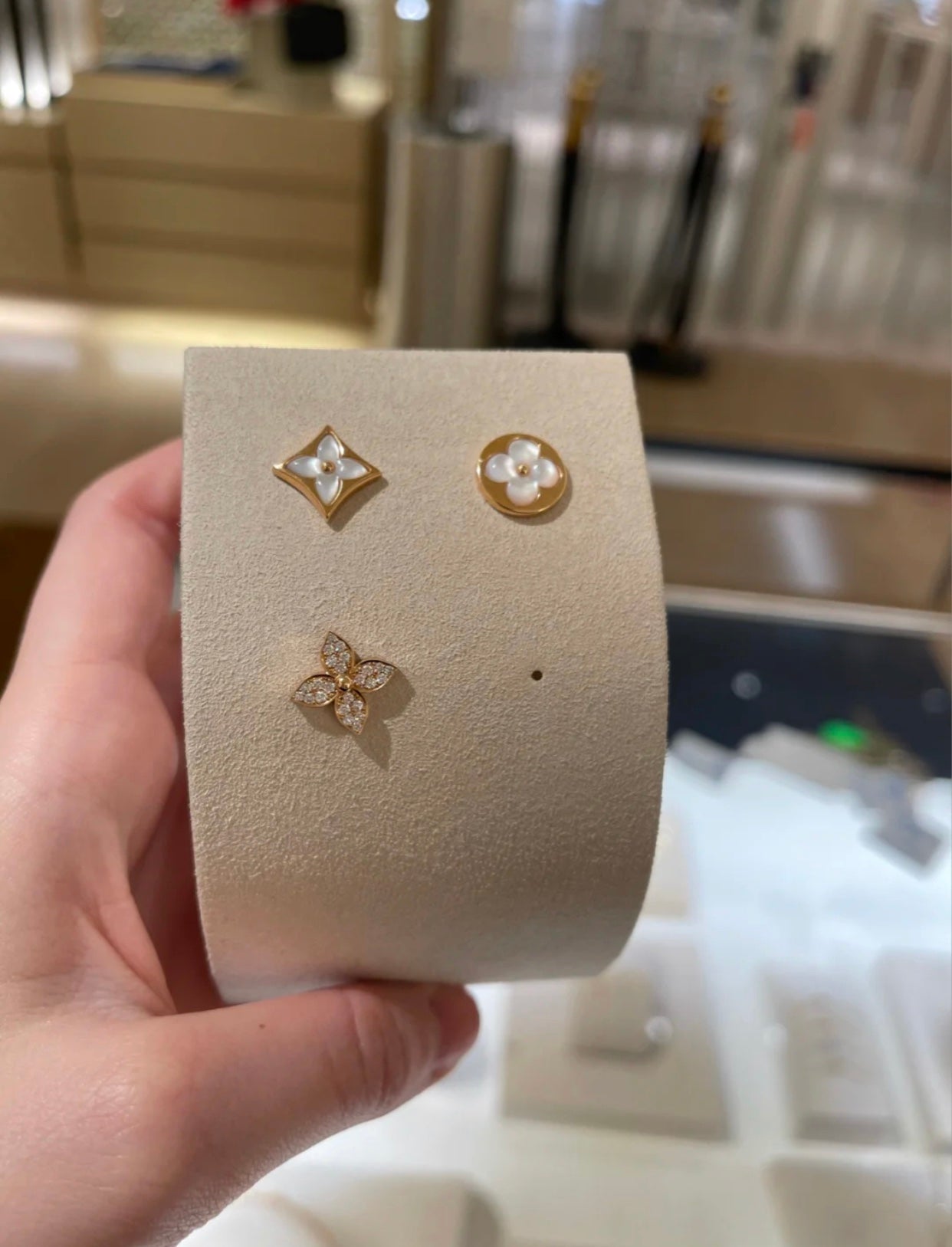 [Star Jewelry]STAR BLOSSOM STUD EARRINGS PINK GOLD DIAMONDS