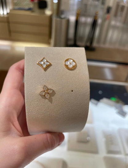 [Star Jewelry]STAR BLOSSOM STUD EARRINGS PINK GOLD DIAMONDS