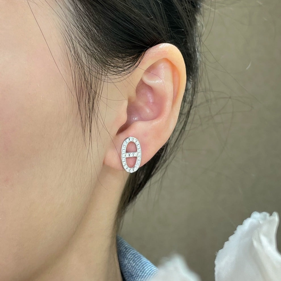 [Star Jewelry]HM FULL DIAMOND PIG NOSE STUD EARRINGS