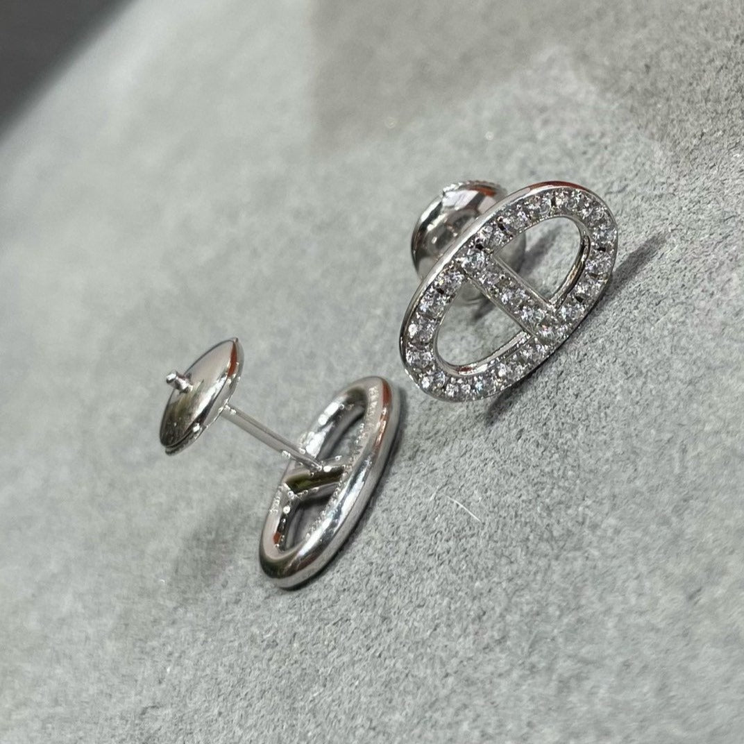 [Star Jewelry]HM FULL DIAMOND PIG NOSE STUD EARRINGS