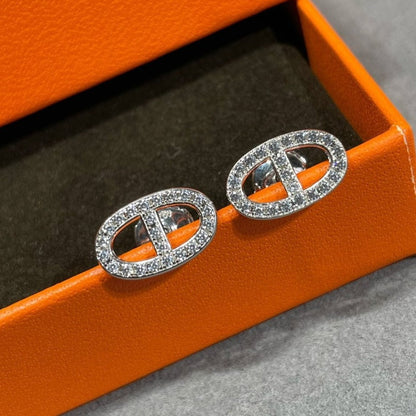 [Star Jewelry]HM FULL DIAMOND PIG NOSE STUD EARRINGS