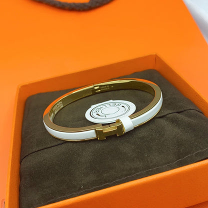 [Star Jewelry]CLASSIC HM CLIC WHITE 8MM ENAMEL BRACELET