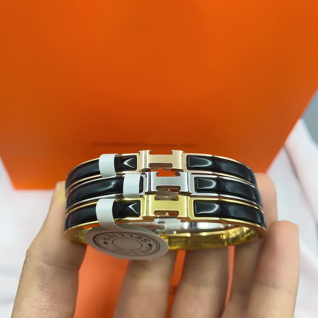 [Star Jewelry]CLASSIC HM CLIC BLACK 8MM ENAMEL BRACELET