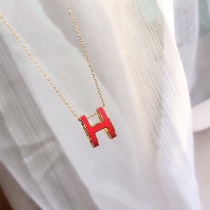 [Star Jewelry]HM CLIC RED ENAMEL GOLD NECKLACE