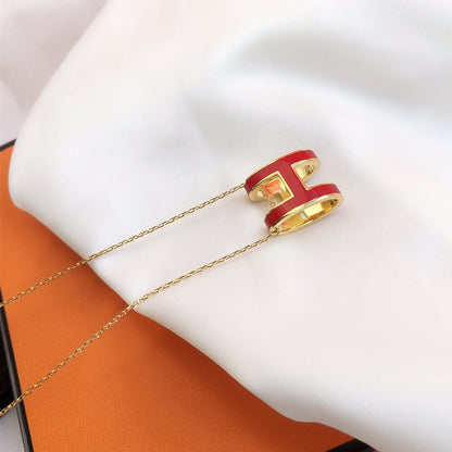 [Star Jewelry]HM CLIC RED ENAMEL GOLD NECKLACE