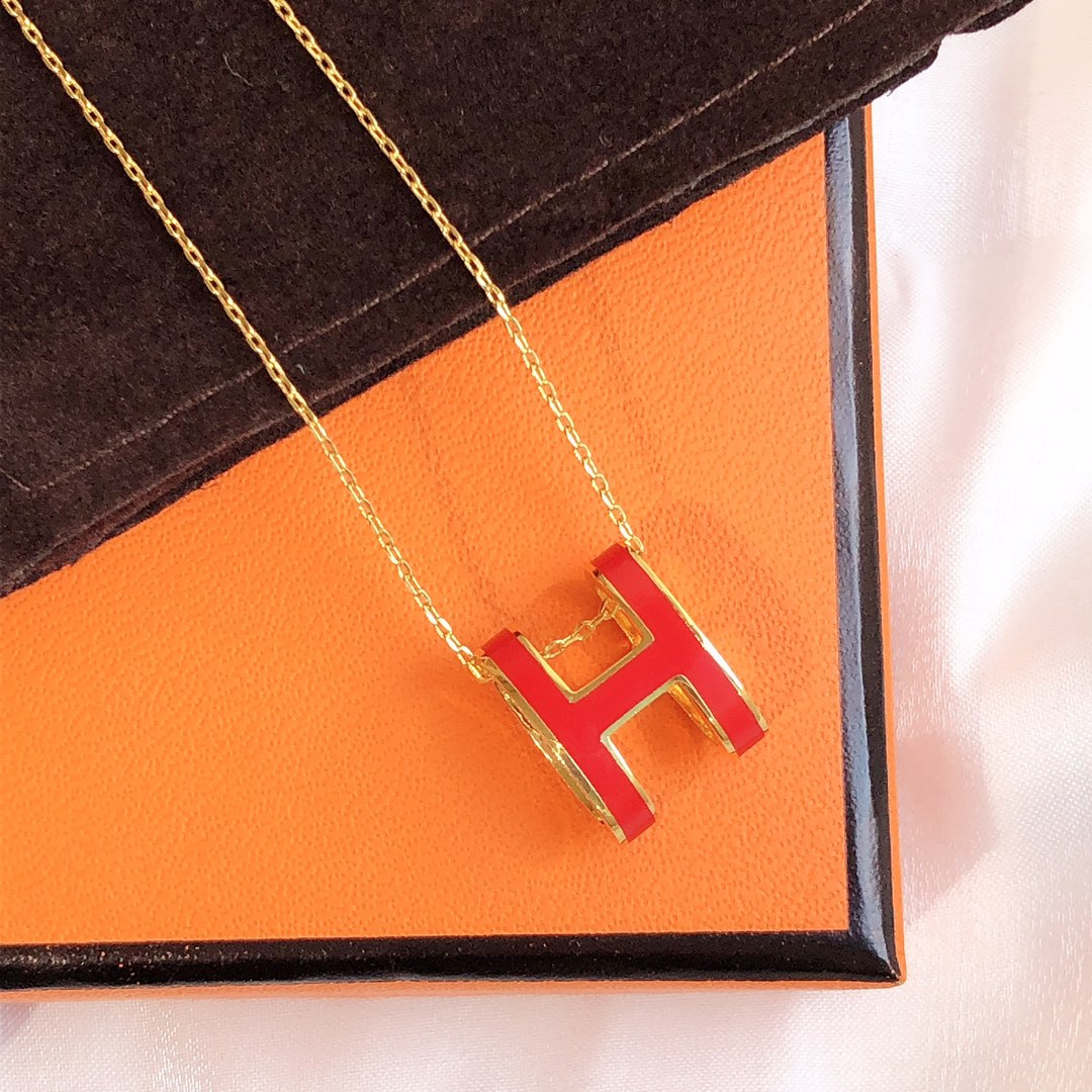 [Star Jewelry]HM CLIC RED ENAMEL GOLD NECKLACE