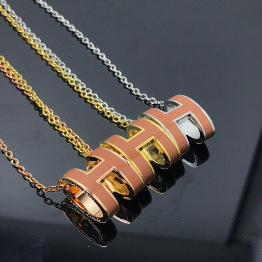 [Star Jewelry]H NECKLACE BROWN