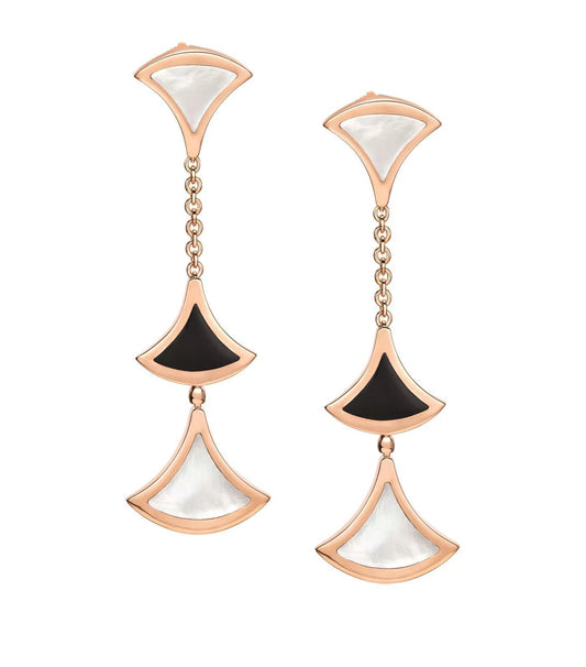 [Star Jewelry]DREAM EARRINGS 3 MOTIFS ONYX MOP PINK GOLD