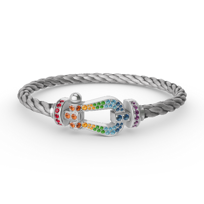 [Star Jewelry]FORC LARGE HORSESHOE  COLORED DIAMOND BRACELET SILVER