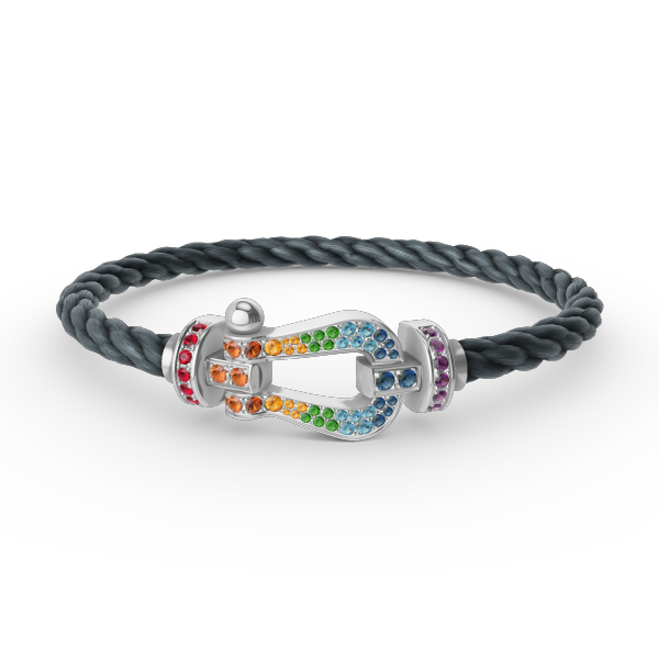 [Star Jewelry]FORC LARGE HORSESHOE  COLORED DIAMOND BRACELET SILVER