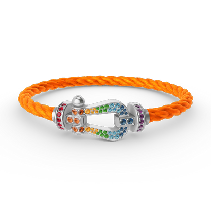 [Star Jewelry]FORC LARGE HORSESHOE  COLORED DIAMOND BRACELET SILVER