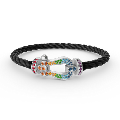 [Star Jewelry]FORC LARGE HORSESHOE  COLORED DIAMOND BRACELET SILVER