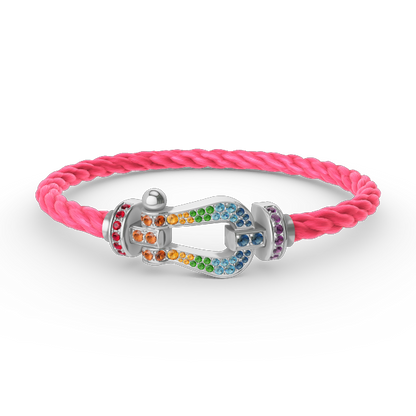 [Star Jewelry]FORC LARGE HORSESHOE  COLORED DIAMOND BRACELET SILVER