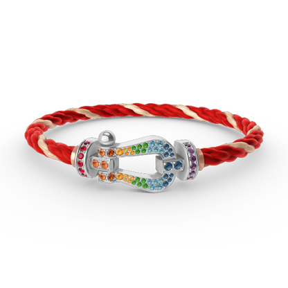 [Star Jewelry]FORC LARGE HORSESHOE  COLORED DIAMOND BRACELET SILVER
